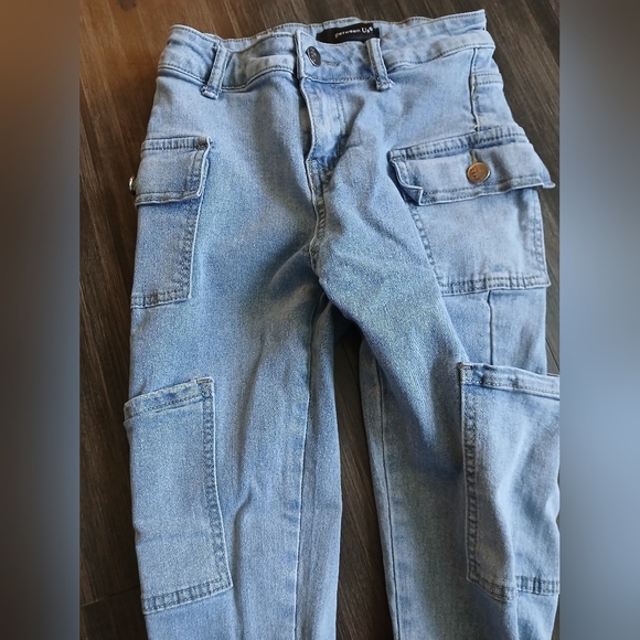 Denim Light Blue Cargo Jeans Skinny Fit- Size 1 - Picture 4 of 5